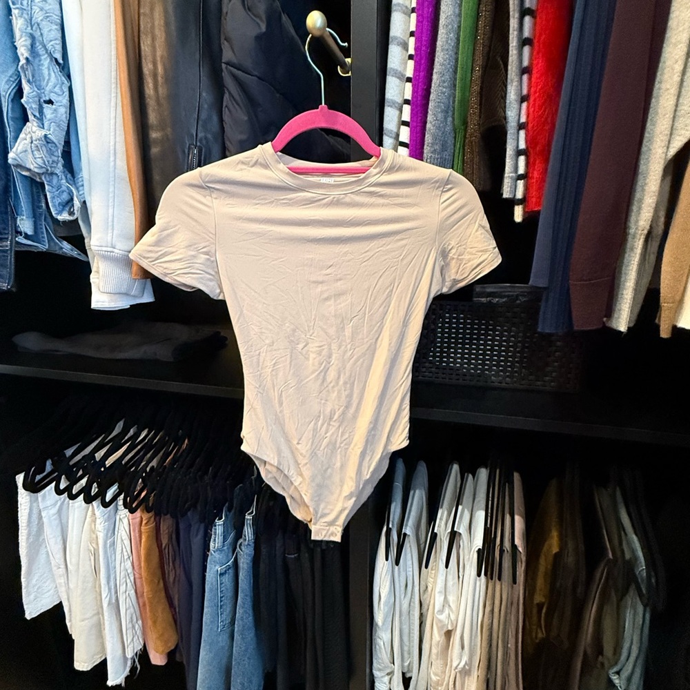 SKIMS Beige Short Sleeve Bodysuit